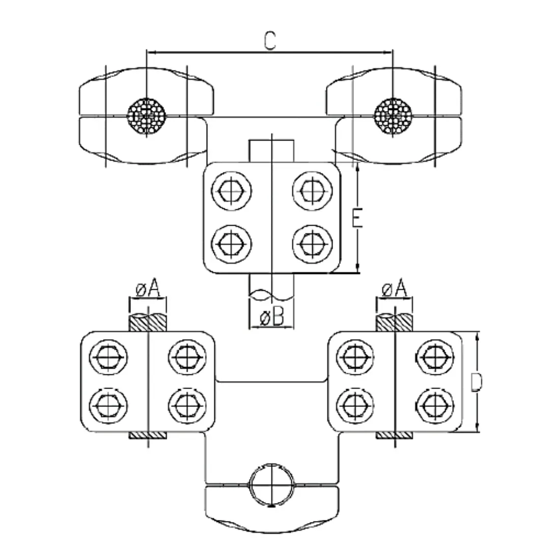 CONECTORES ANTICORONA CABLE DUPLEX A TUBO ACODADO 90° F1 P:Ø27.1-29.2MM D:Ø30MM MODELO 365.413-3 ARAGCU EI