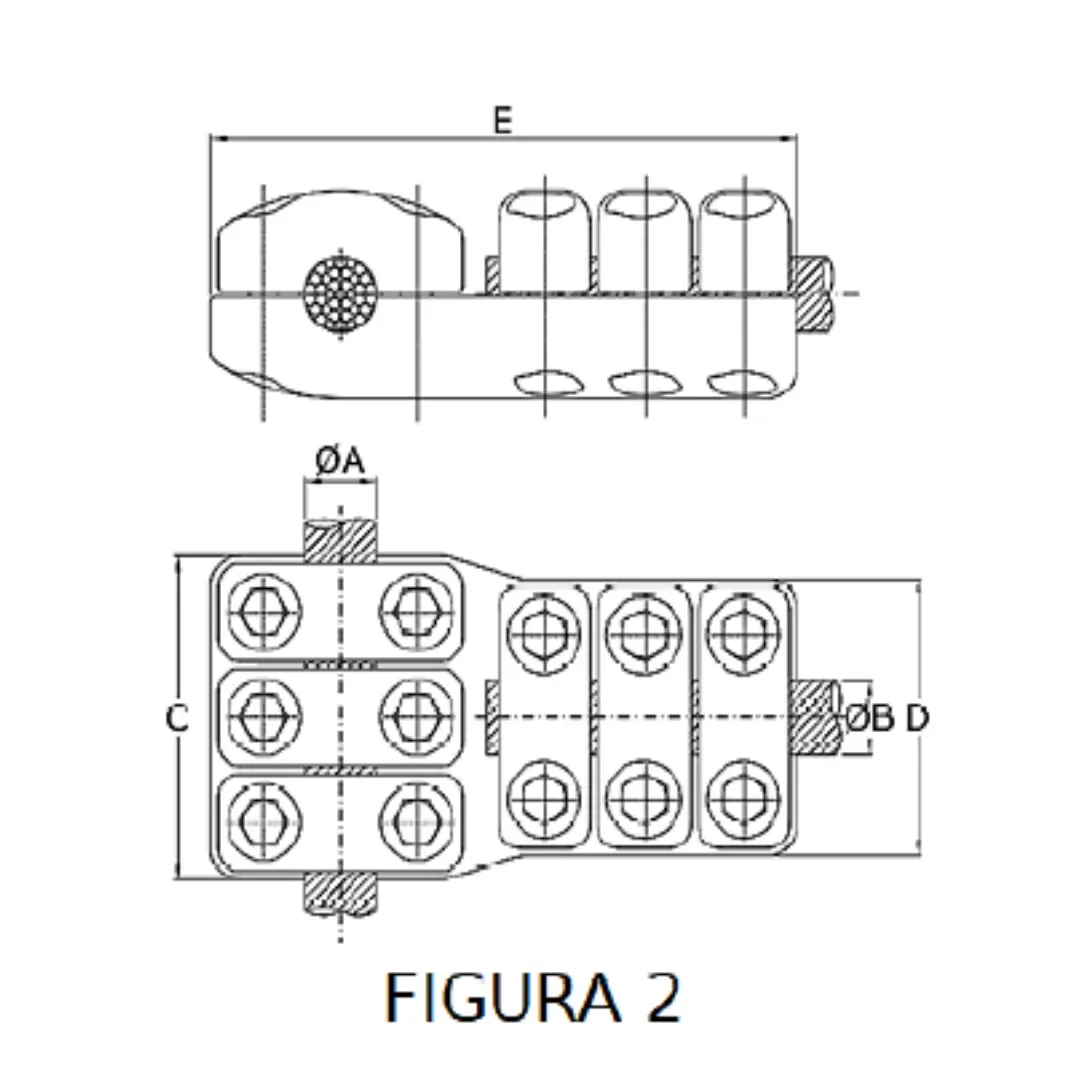 CONECTORES ANTICORONA CABLE-CABLE DERIVACION EN ''T'' F2 P:Ø15.8-17.5MM D:Ø24.4-26.2MM MODELO 350.162T ARAGCU EI