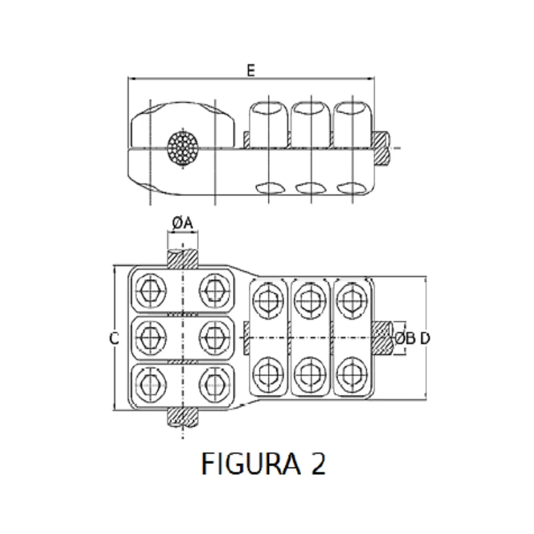 CONECTORES ANTICORONA CABLE-CABLE DERIVACION EN ''T'' F2 P:Ø20.3-22.7MM D:Ø24.4-26.2MM MODELO 350.170T ARAGCU EI