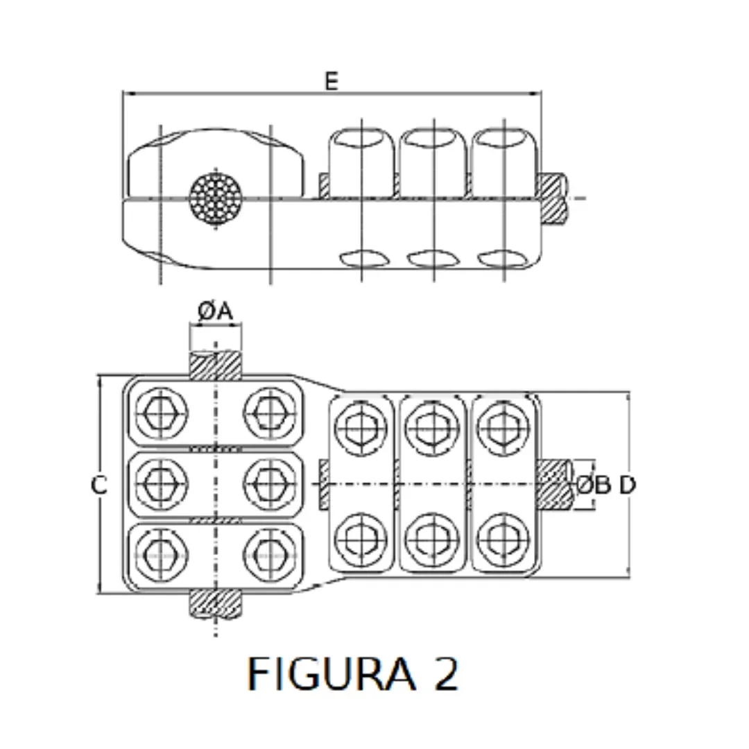 CONECTORES ANTICORONA CABLE-CABLE DERIVACION EN ''T'' F2 P:Ø24.4-26.2MM D:Ø24.4-26.2MM MODELO 350.178T ARAGCU EI