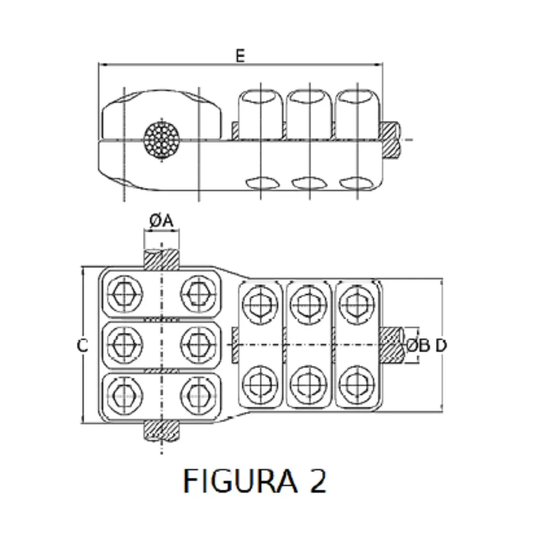 CONECTORES ANTICORONA CABLE-CABLE DERIVACION EN ''T'' F2 P:Ø27.1-29.3MM D:Ø27.1-29.3MM MODELO 350.187T ARAGCU EI