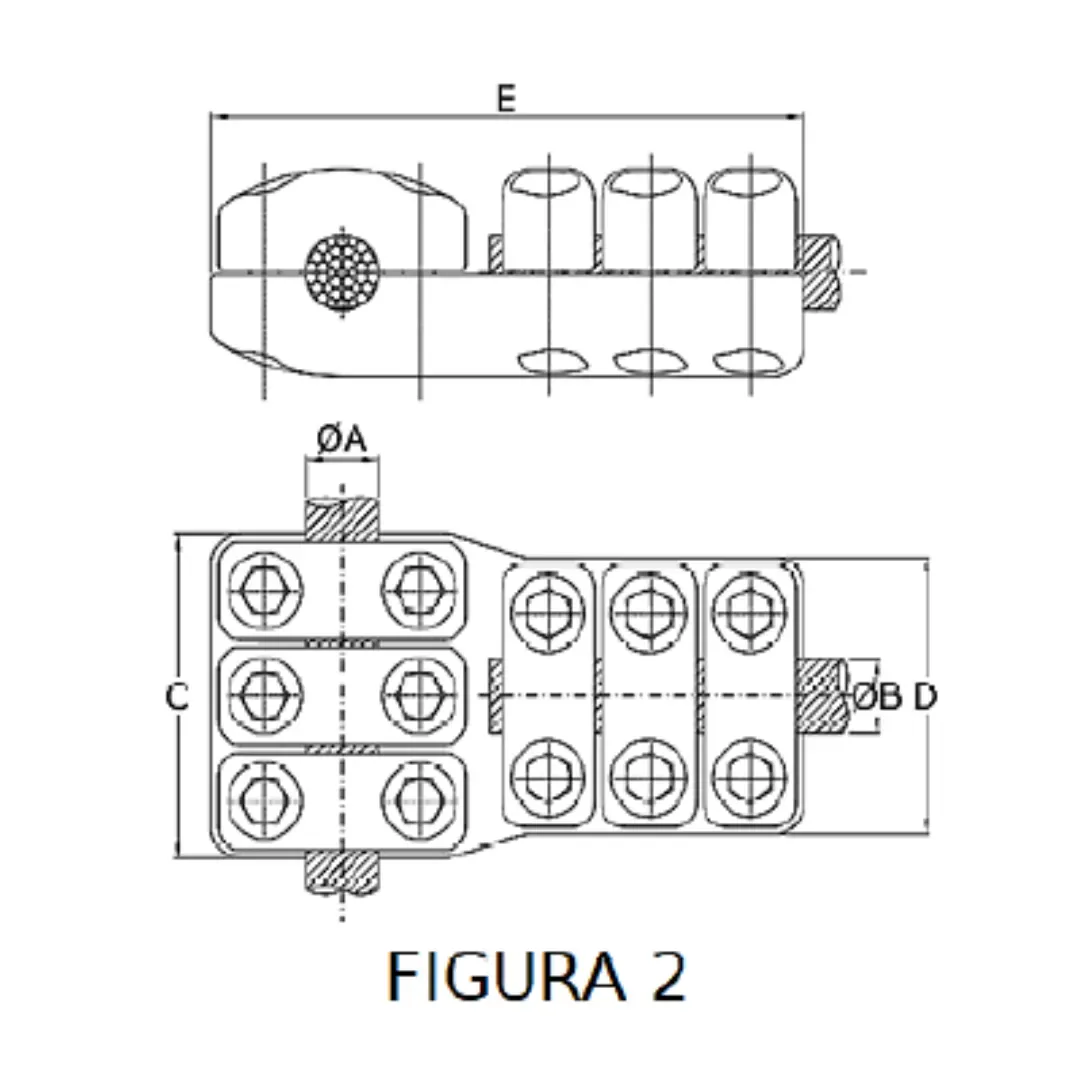 CONECTORES ANTICORONA CABLE-CABLE DERIVACION EN ''T'' F2 P:Ø29.4-31.4MM D:Ø29.4-31.4MM MODELO 350.188T ARAGCU EI1