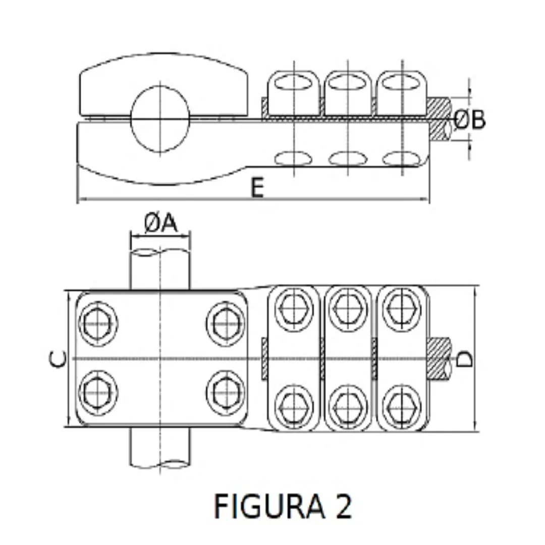CONECTORES ANTICORONA TUBO-CABLE DERIVACION EN ''T'' F2 T:Ø30MM C:Ø27.1-29.3MM MODELO 350.213T ARAGCU EI