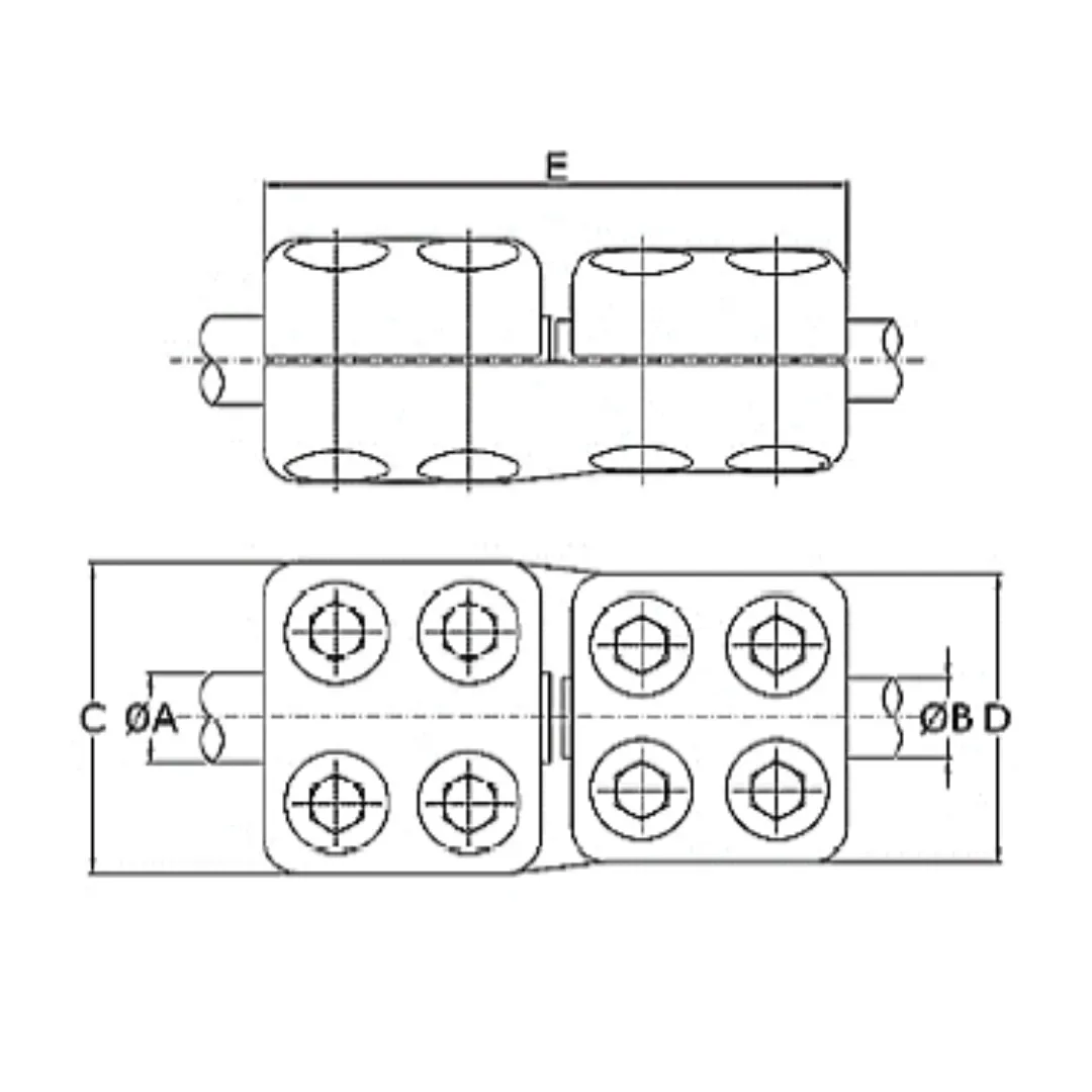 CONECTORES ANTICORONA RECTO TUBO-TUBO P:Ø40MM D:Ø30MM MODELO 350.423 ARAGCU EI1