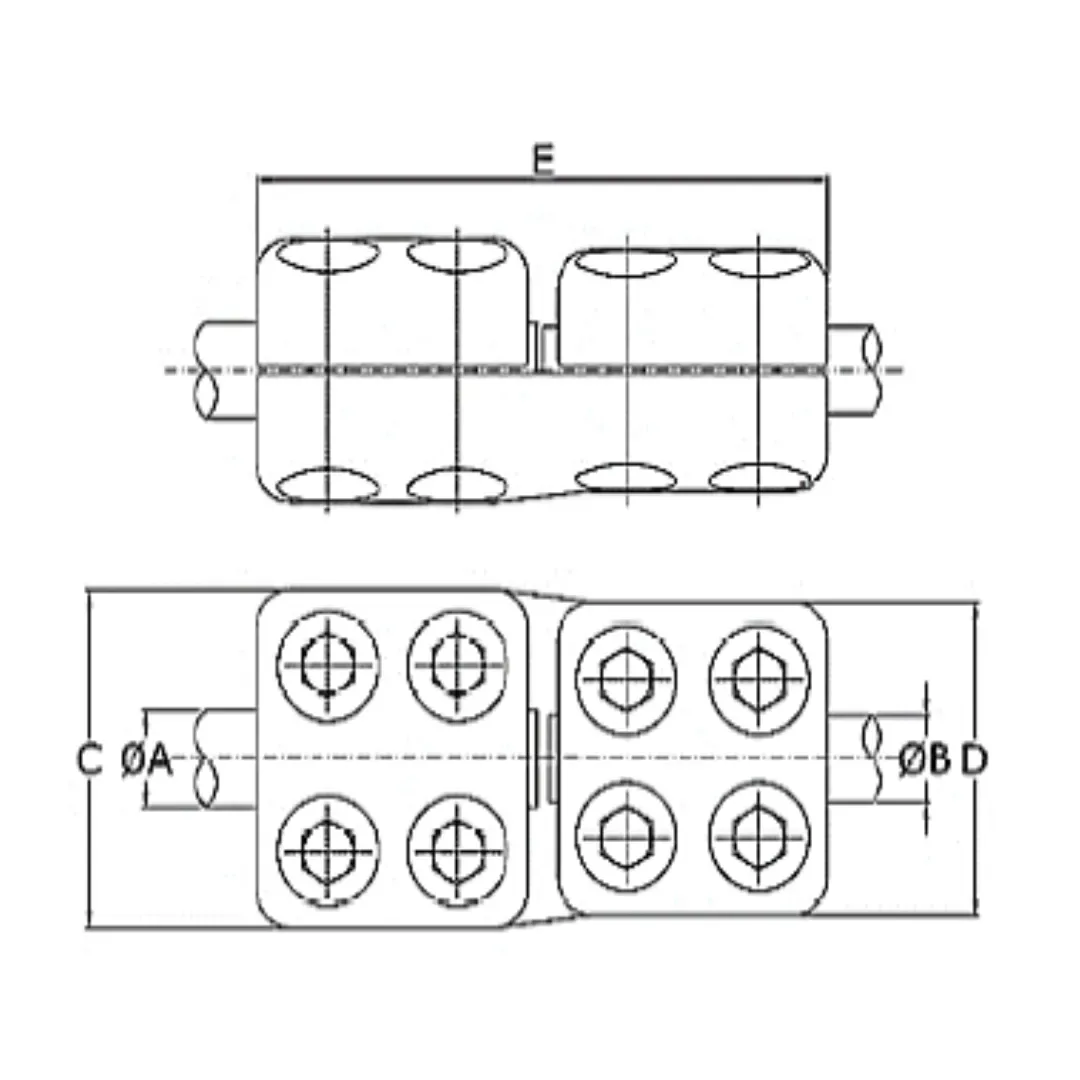 CONECTORES ANTICORONA RECTO TUBO-TUBO P:Ø30MM D:Ø30MM MODELO 350.61 ARAGCU EI1
