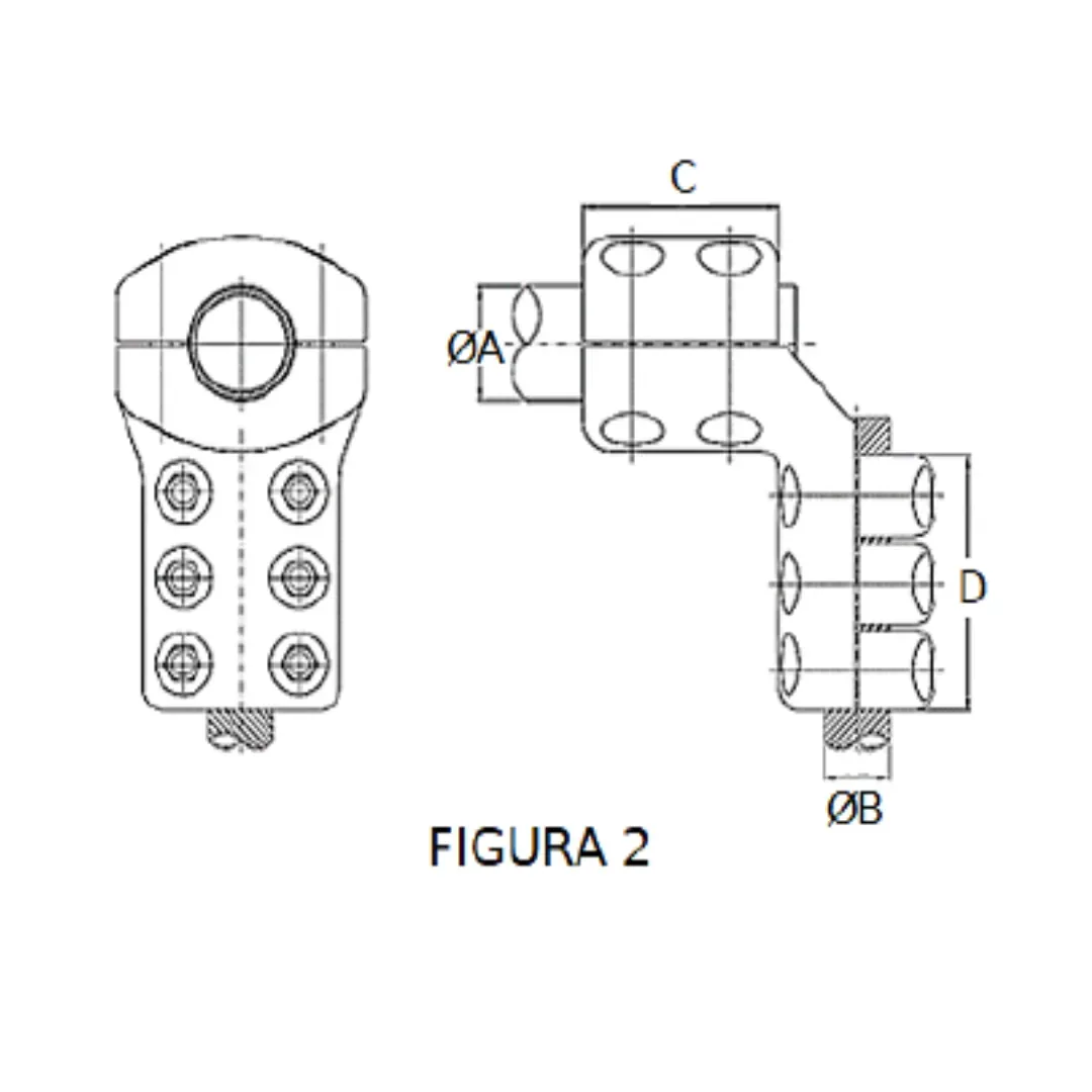 CONECTORES ANTICORONA TUBO-CABLE ACODADO 90° F2 T:Ø60MM C:Ø32.0-36.0MM MODELO 350.838T ARAGCU EI1