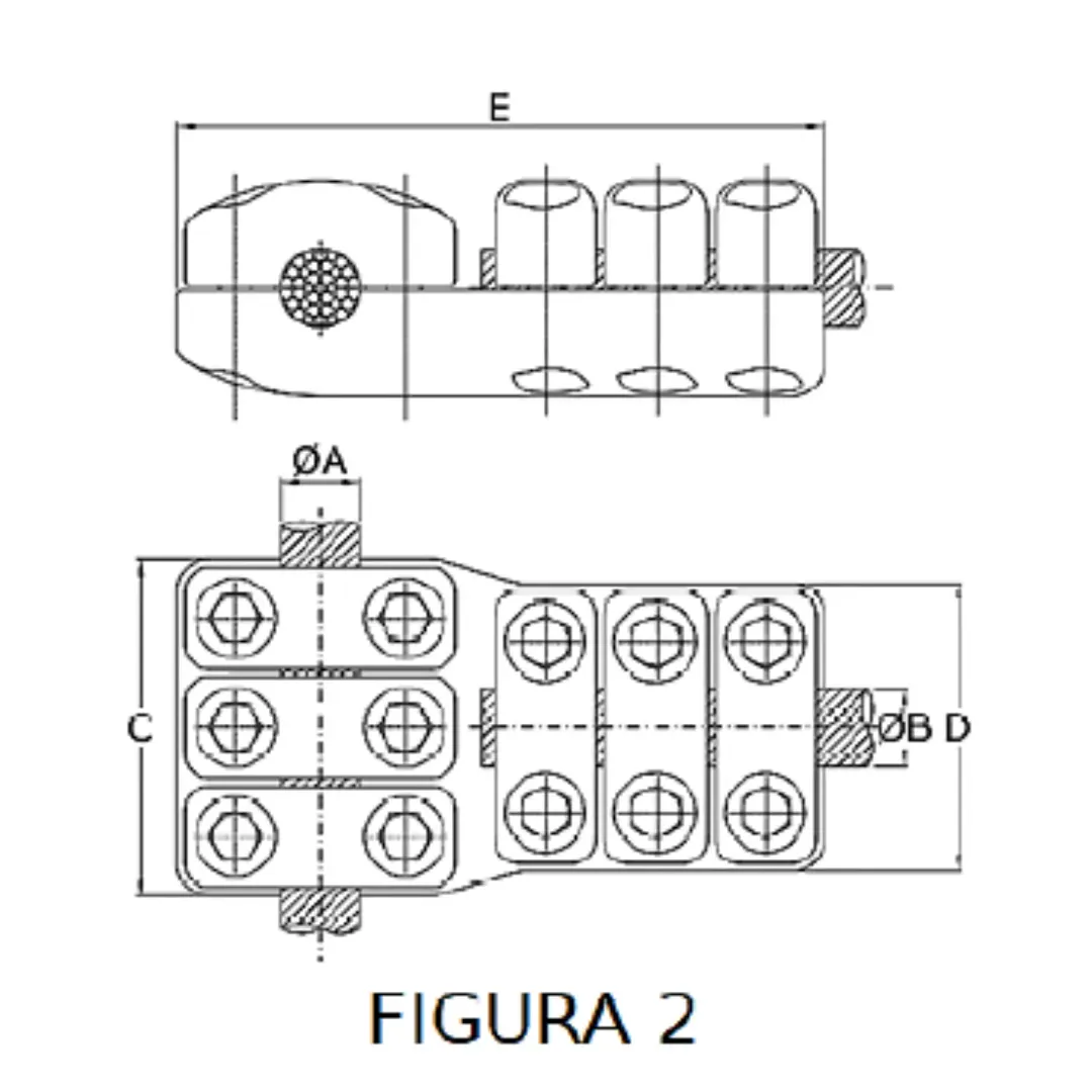 CONECTORES ANTICORONA CABLE-CABLE DERIVACION EN ''T'' F2 P:Ø36.9-40.9MM D:Ø36.9-40.9MM MODELO 350.1997T ARAGCU EI