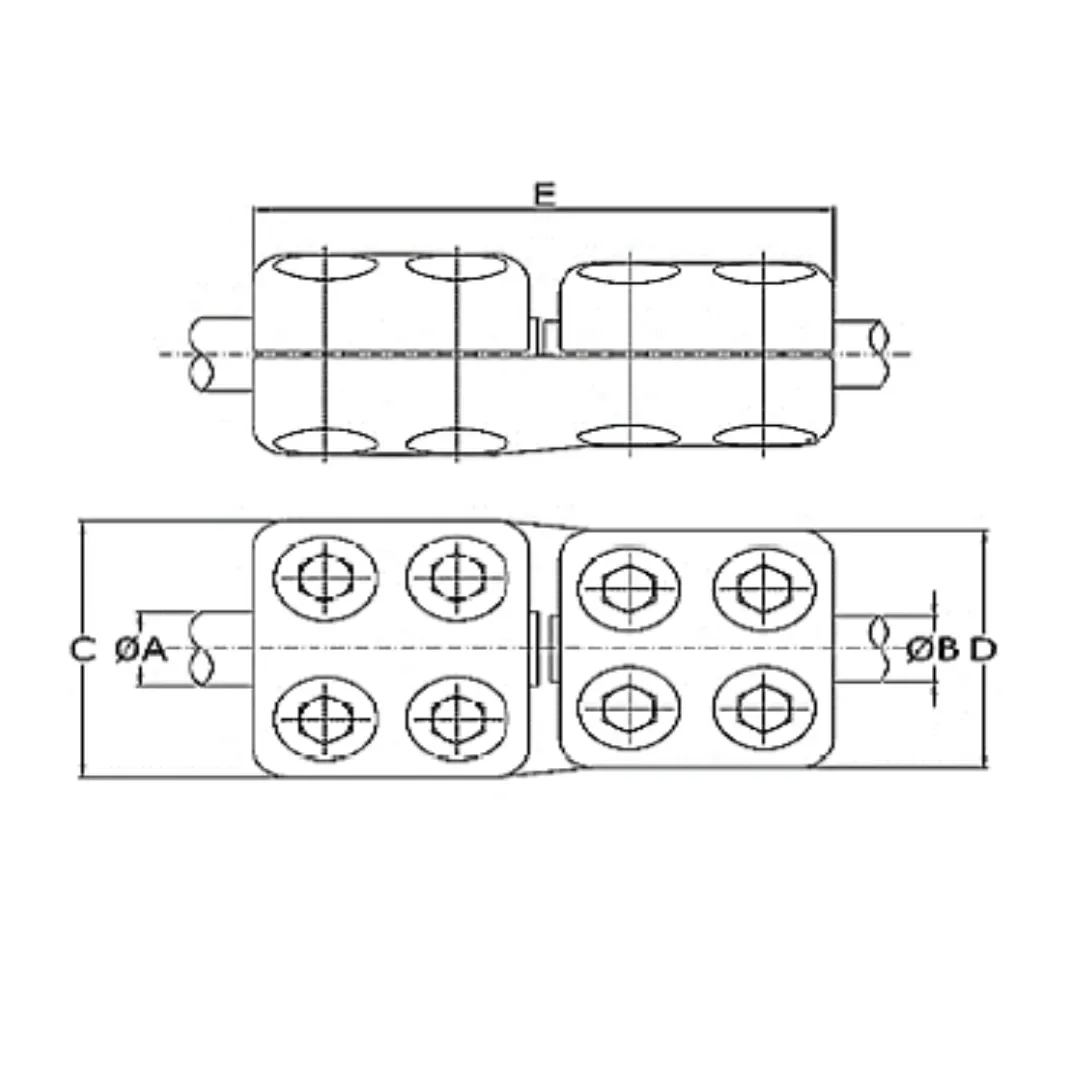 CONECTORES ANTICORONA RECTO TUBO-TUBO P:Ø75MM D:Ø75MM MODELO 354.396T ARAGCU EI1