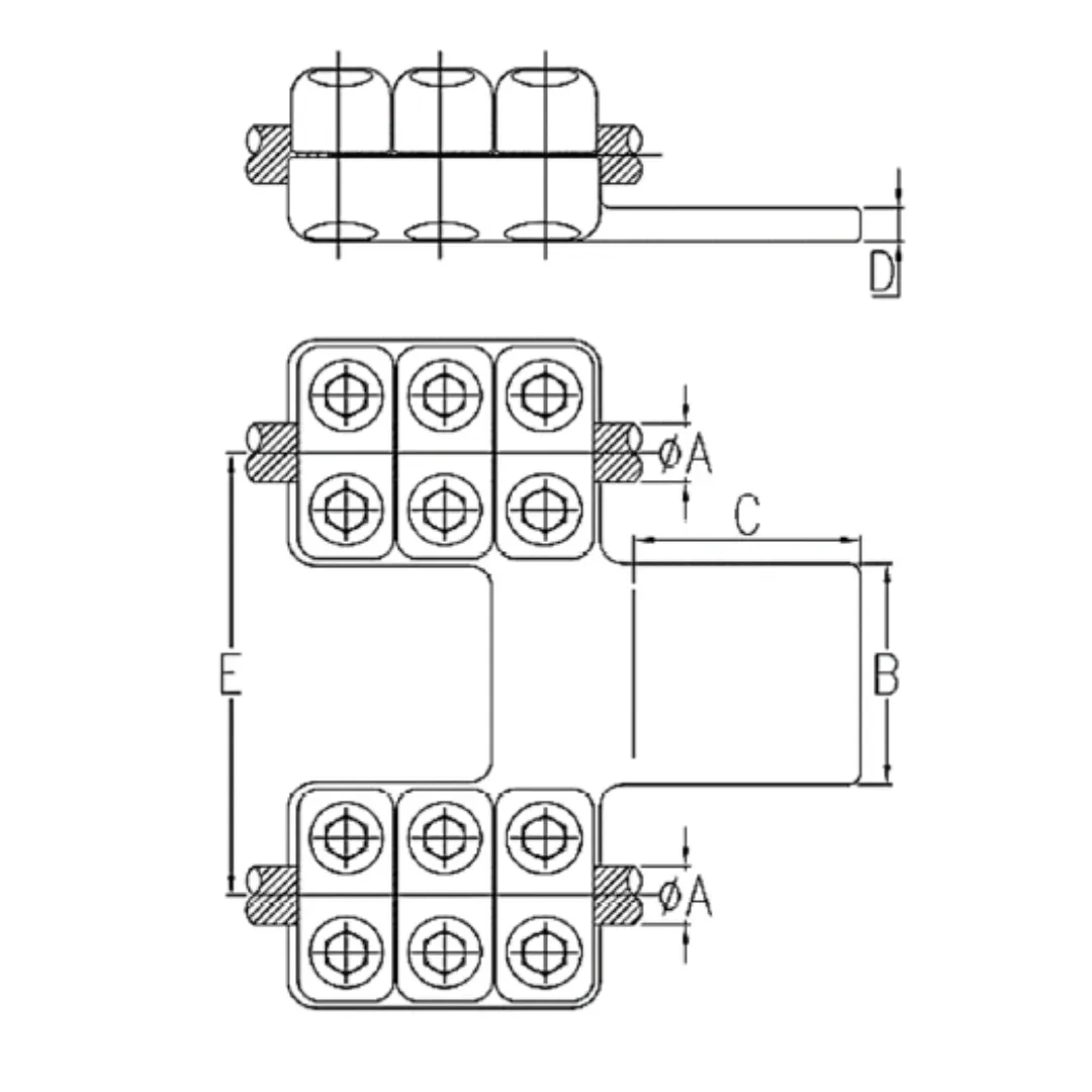 CONECTORES ANTICORONA RECTO CABLE DUPLEX A PLATINA F2 C:Ø27.1-29.2MM P:125x125x15MM MODELO 361.271T ARAGCU EI