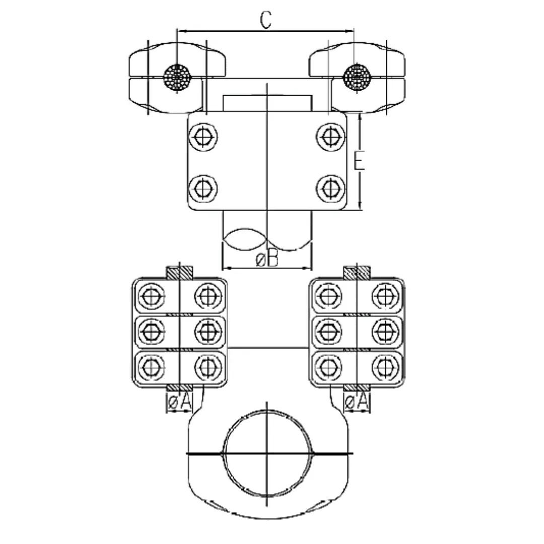CONECTORES ANTICORONA CABLE DUPLEX A TUBO ACODADO 90° F2 P:Ø27.1-29.2MM D:Ø100MM MODELO 365.471T ARAGCU EI