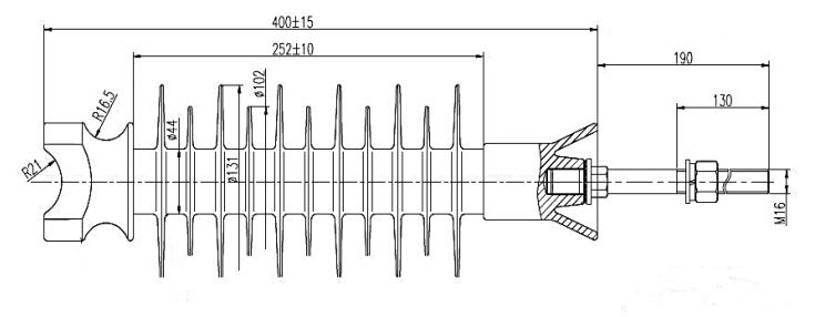 AISLADOR POLIMERICO TIPO PIN 36KV SERIE FP2-36/10 INCLUYE ESPIGA PARA CRUCETA TANHO2