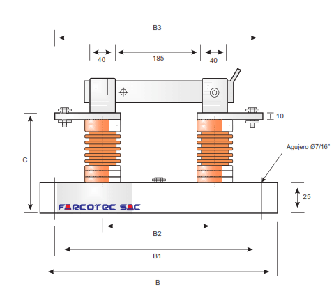 SECCIONADOR UNIPOLAR DE RESINA 12KV/400AMP FSU-12-400 FARCOTEC