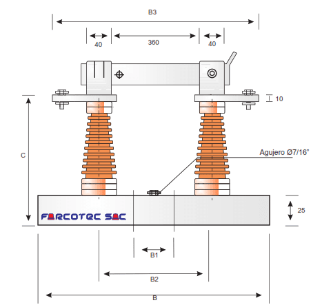SECCIONADOR UNIPOLAR DE RESINA 36KV/400AMP FSU-36-400 FARCOTEC