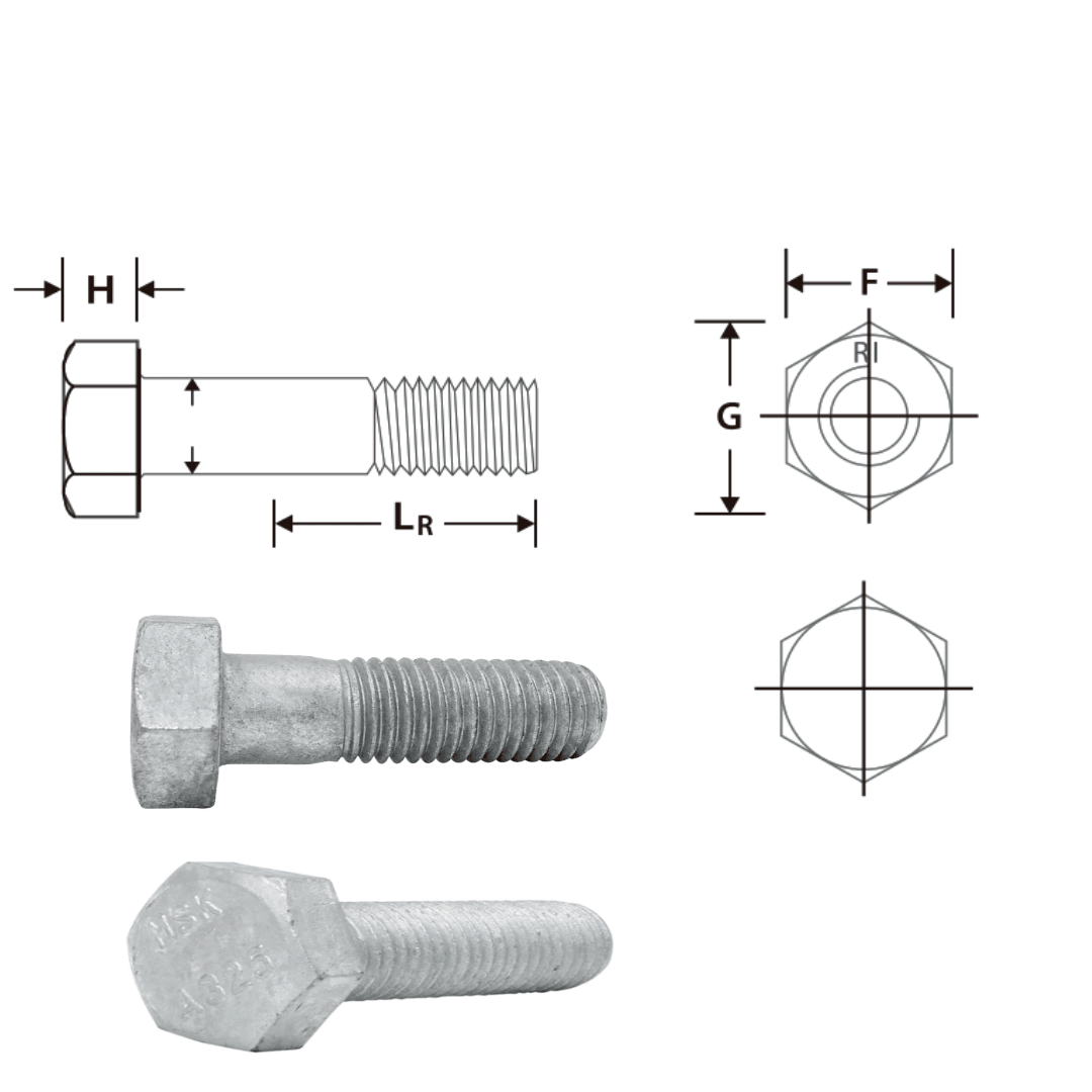 PERNOS HEXAGONALES GALVANIZADO EN CALIENTE 5/8'' UNC A490 ARAGCU OUTLET2