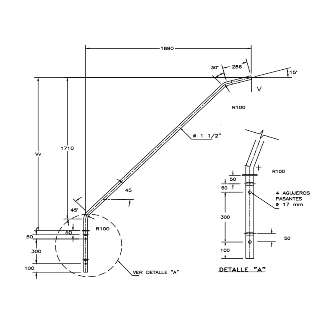 PASTORAL DE ACERO SIMPLE PS/1,89/1,74/1,5'' 5347212 ARAGCU AP2