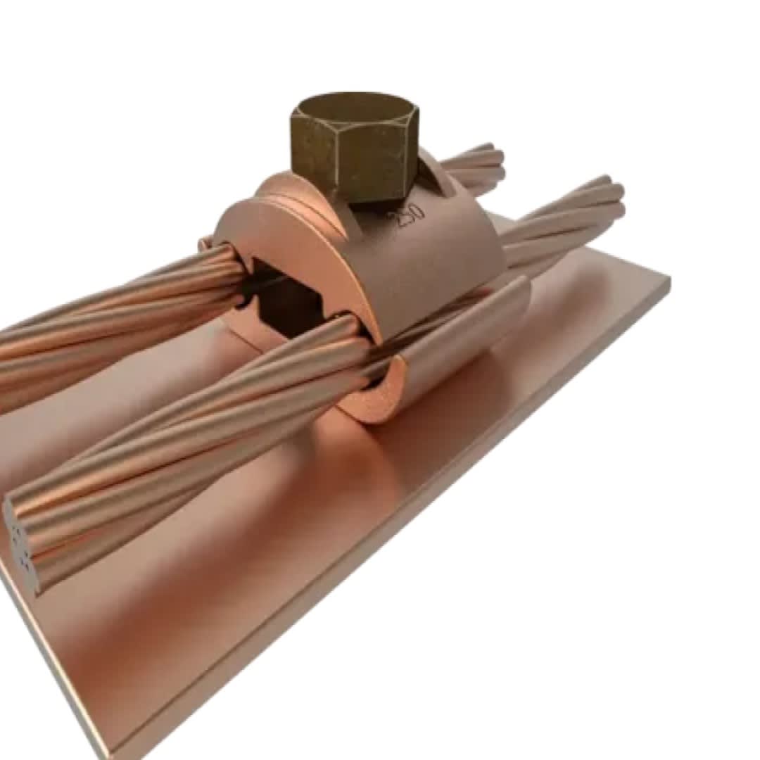 CONECTOR TIERRA DOBLE CU P/2 CABLES PARAL. 2/0AWG - 250MCM A BARRA C/PERNO Ø2-1/4'' UL BURNDY2