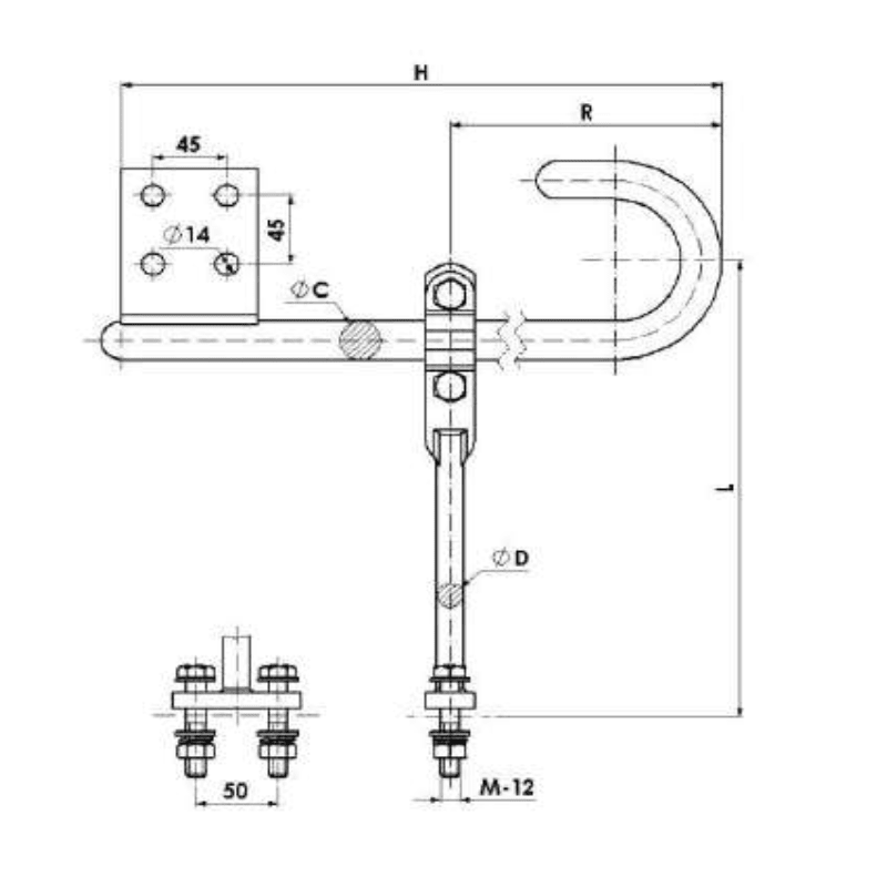 RAQUETAS DE ARCO AJUSTABLE L:400X1100MM MODELO DPI-40/110-D ARAGCU AT2