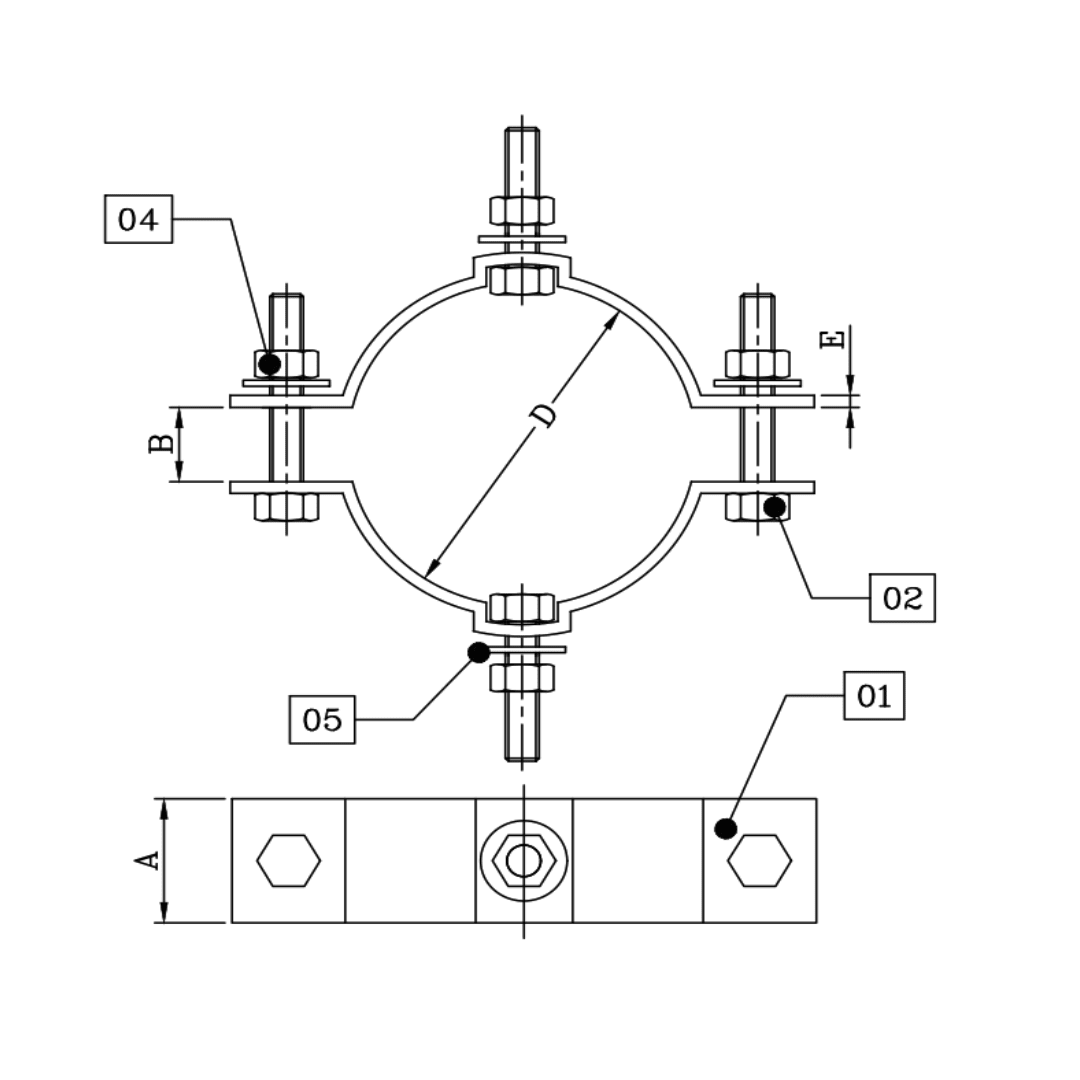 ABRAZADERA TIPO CAS DOBLE DE F°G° 228MMX2-1/2''X1/4'' D1AB1281 ARAGCU AR2