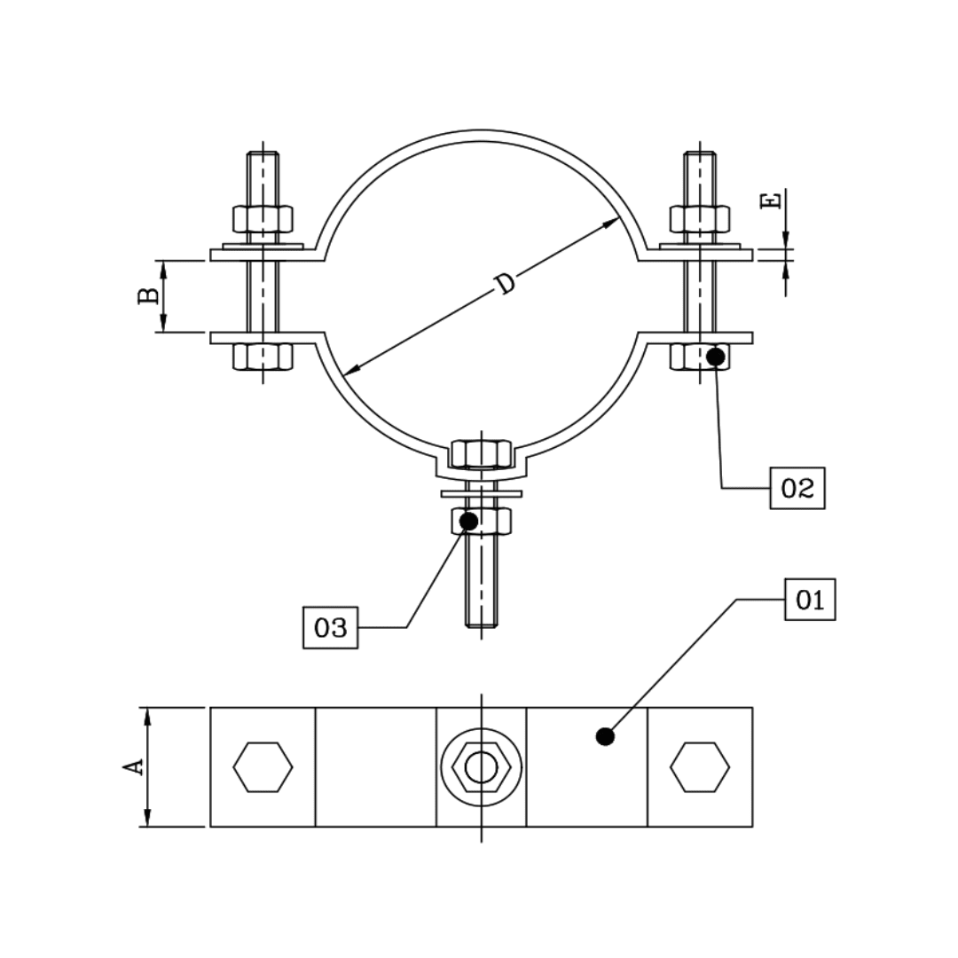 ABRAZADERA TIPO CAS SIMPLE DE F°G° 295MMX3''X1/4'' D1AB1272 ARAGCU AR2