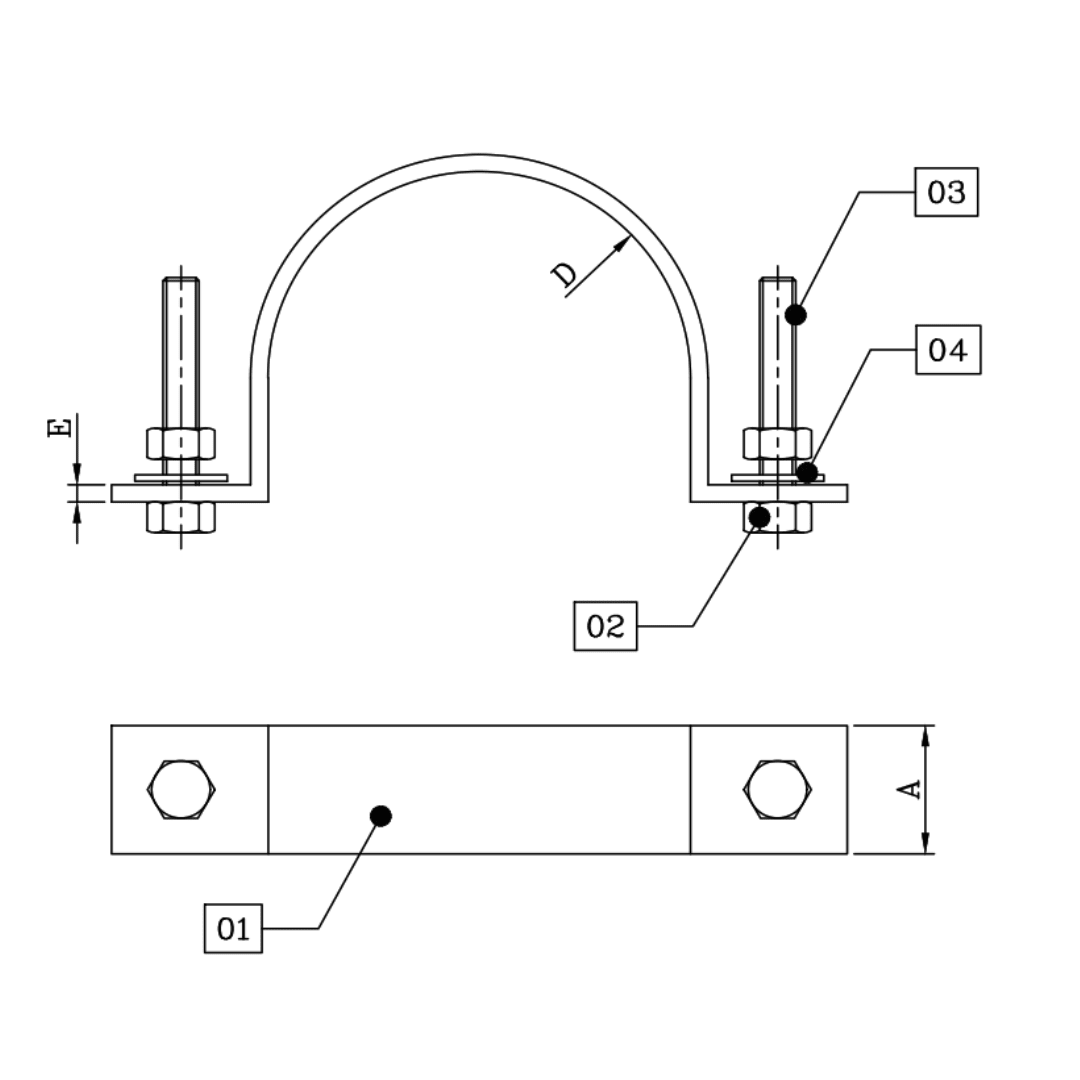 ABRAZADERA PARA CRUCETA DE F°G° 180MMX1/4''X2'' D1AB0107 ARAGCU AR2
