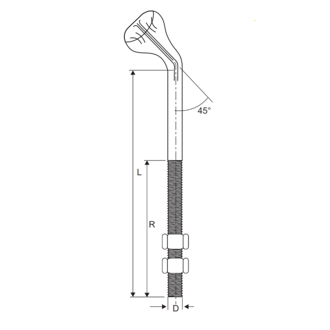 PERNO OJO ANGULAR CON GUARDACABO 5/8''X305MM 55KN GALV CALIENTE AP3061008 ARAGCU RT3