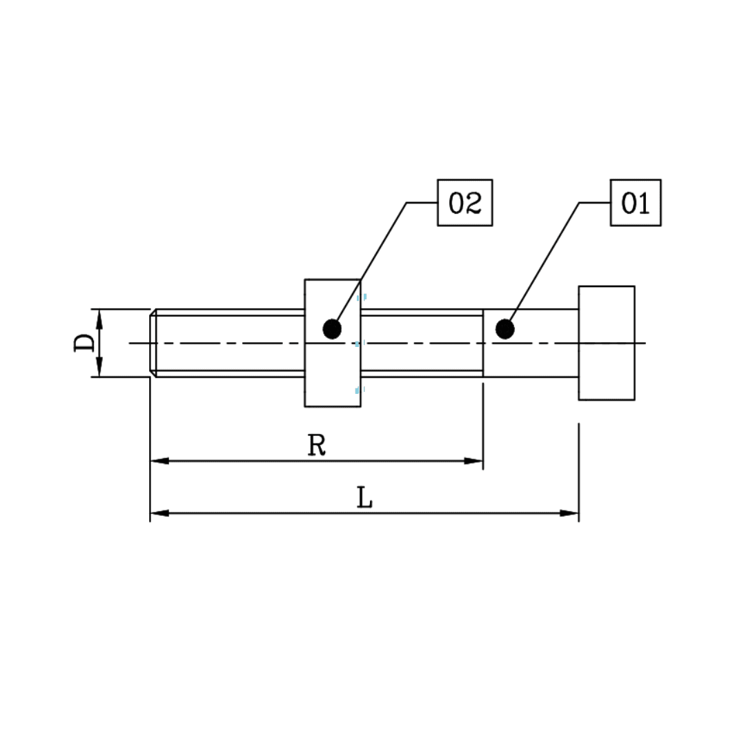 PERNO MAQUINADO CABEZA CUADRADA DE A°G° 1/2''X305MM D1PE1706 ARAGCU BT2