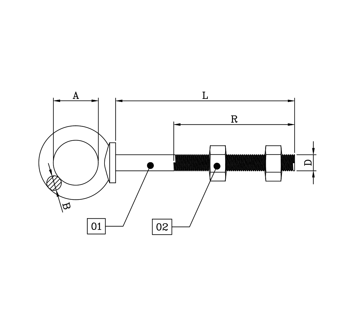 PERNO OJO CON HOMBRO DE F°G° 5/8''X305MM D1PE1004 ARAGCU RT2