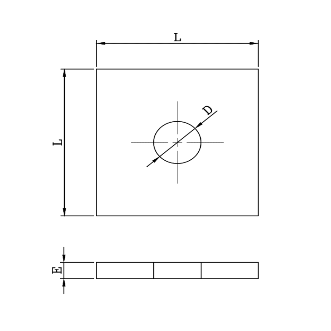 ARANDELA CUADRADA PLANA DE F°G° 2''X1/4''X21MM D1AR0102 ARAGCU RT2