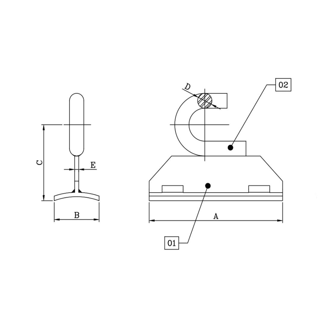PLANCHA GANCHO DE F°G° 150X83MM 5/8'' D1PN0200 ARAGCU FO2