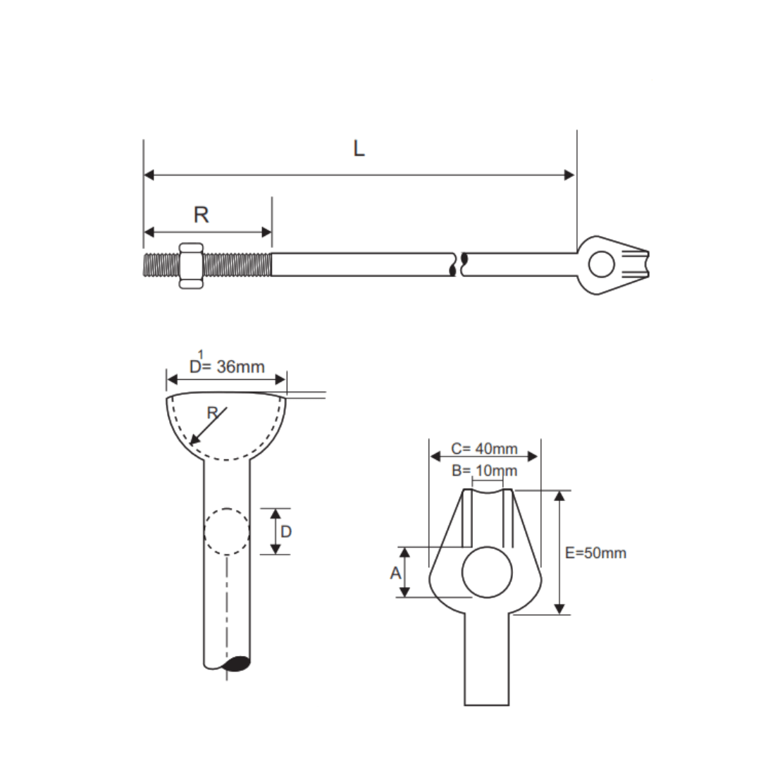 VARILLA DE ANCLAJE FORJADA 3/4''X2400MM 81KN GALV CALIENTE AP3061536 ARAGCU RT3
