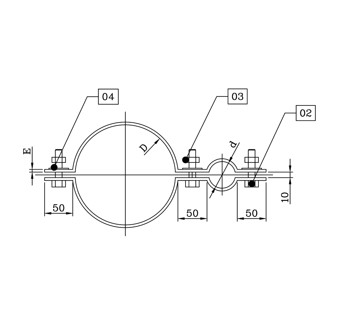ABRAZADERA PARA PASTORAL SIMPLE 1-1/2'' 60 172 3/16'' D1AB0513 ARAGCU AP2