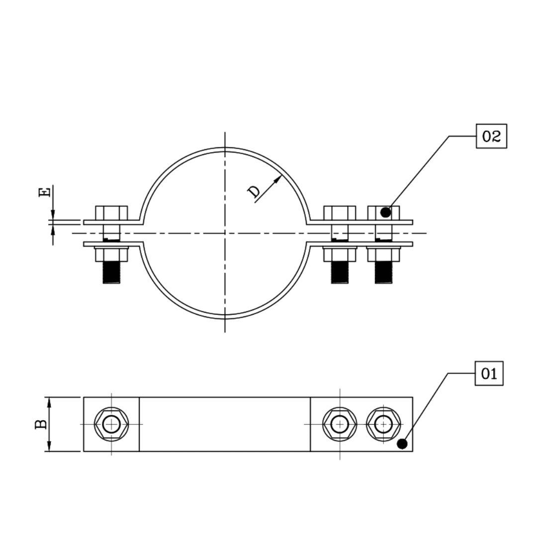 ABRAZADERA PARA RETENIDA 2''X125MMX1/4'' D1AB0707 ARAGCU RT2