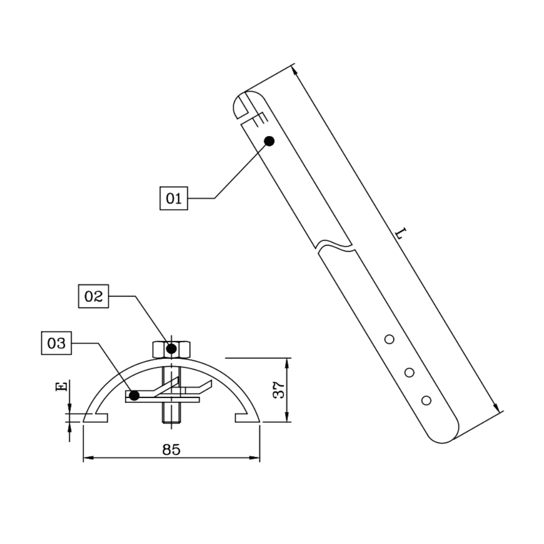 CANALETA GUARDACABLE 1/16'' 2250MM D1CA0006 ARAGCU RT2