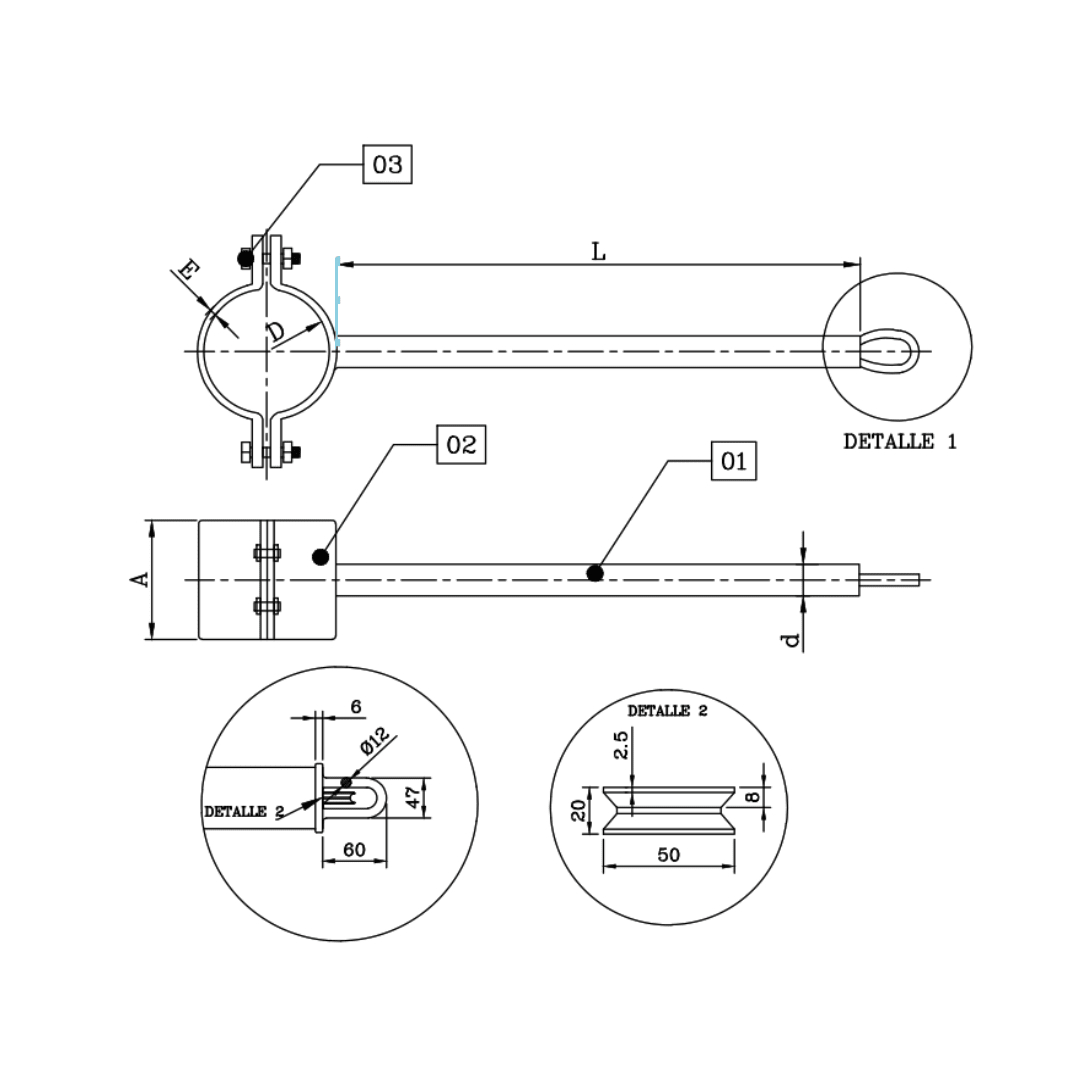 CONTRAPUNTA 1200X2''X230MM CON ABRAZ. REGULABLE GALV CALIENTE D1BR0139 ARAGCU RT2