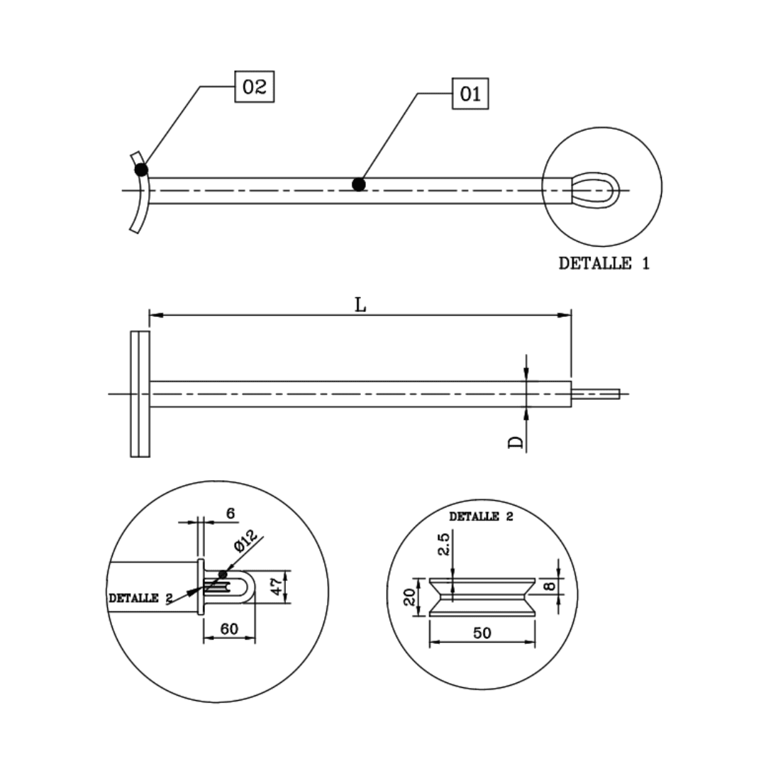 CONTRAPUNTA 875MMX1-1/2'' CON PLANCHA GALV CALIENTE D1BR0016 ARAGCU RT2