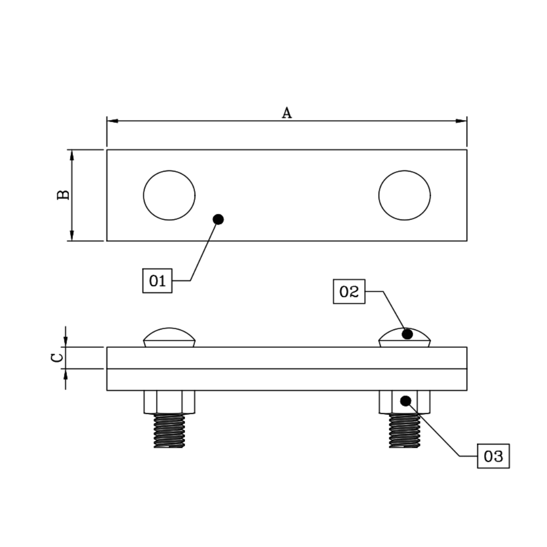 GRAPA PARALELA DE 2 VIAS Y 3 PERNOS 3/16''X3/8'' 30KN D1GR1800 ARAGCU RT2