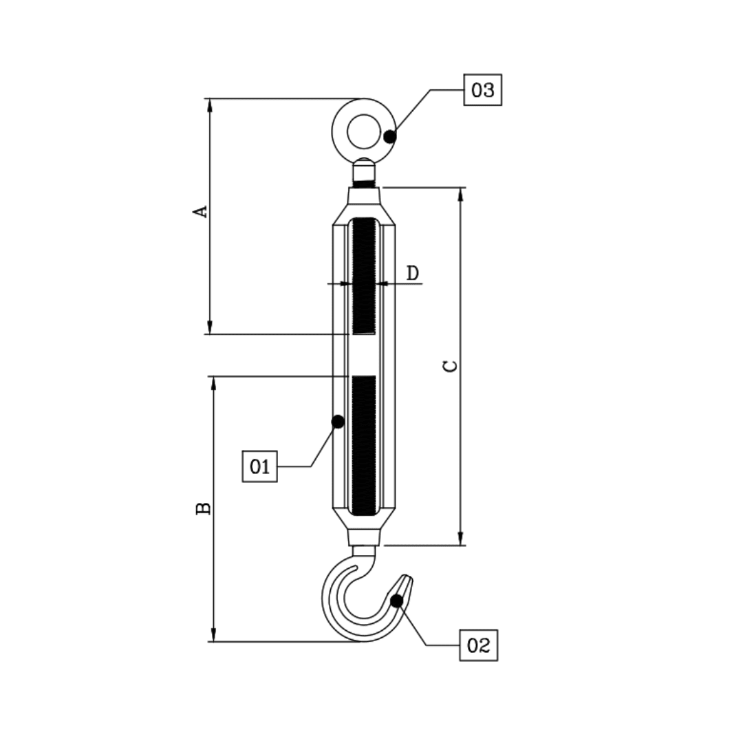 TEMPLADOR TIPO OJO GANCHO DE F°G° 5/8''X250MM D1TE0000 ARAGCU RT2