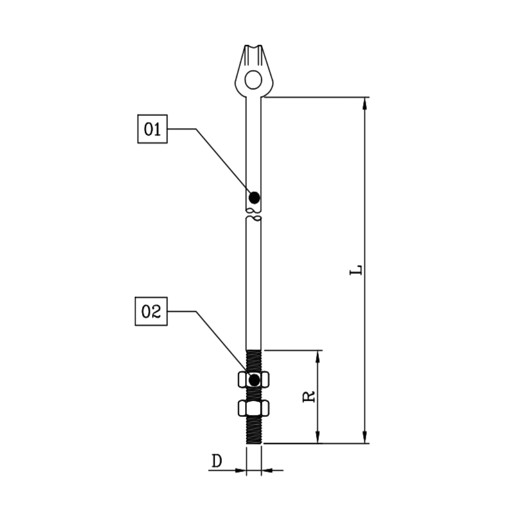 VARILLA DE ANCLAJE OJAL GUARDACABO DE A°G° 5/8''X2100MM D1VA0009 ARAGCU RT2
