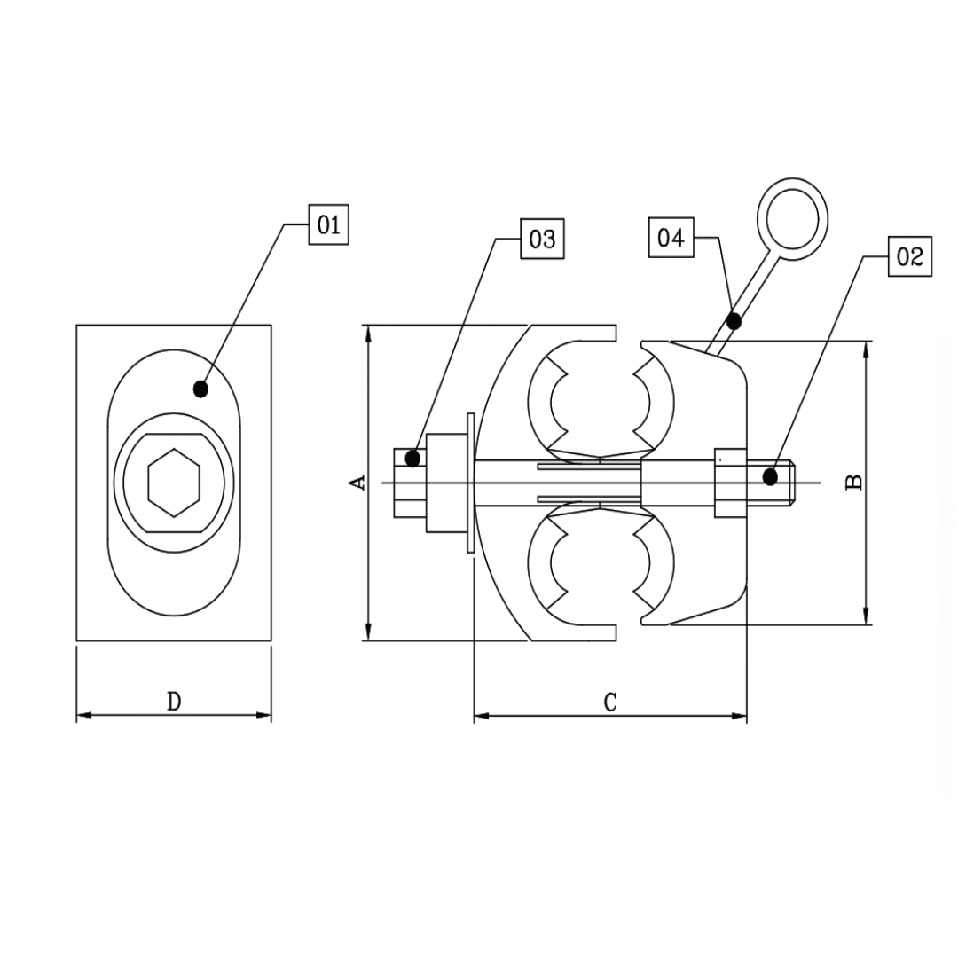 CONECTOR DE PERFORACION AL/AL AL/CU 25-120/25-95MM M1C01426 ARAGCU AD2