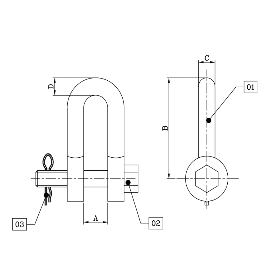 GRILLETE RECTO ARRUTI (GN-16T) 24X86X18MM 135KN M1GL0109 ARAGCU MT2