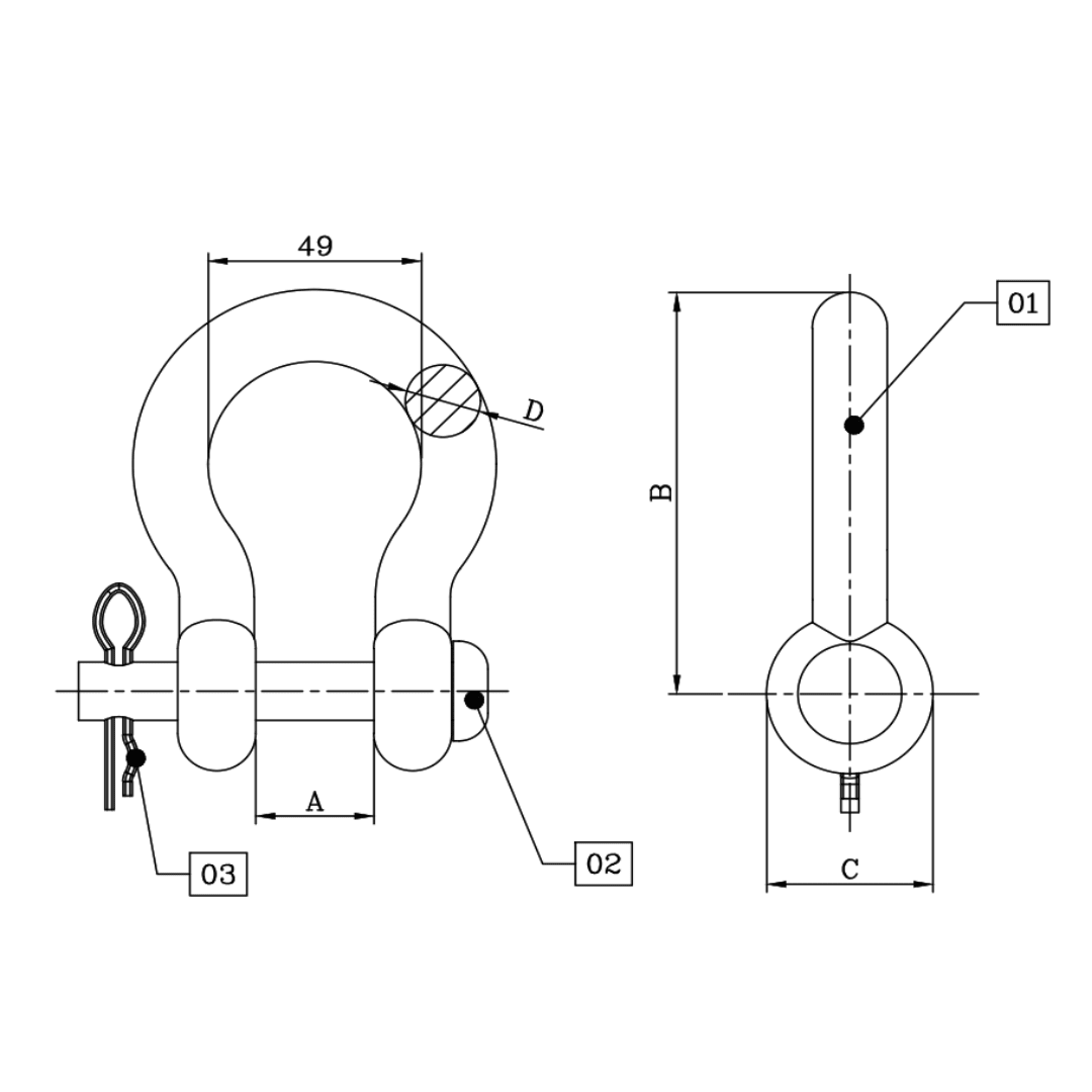 GRILLETE TIPO LIRA DE F°G° 5/8'' D1GL0201 ARAGCU MT2