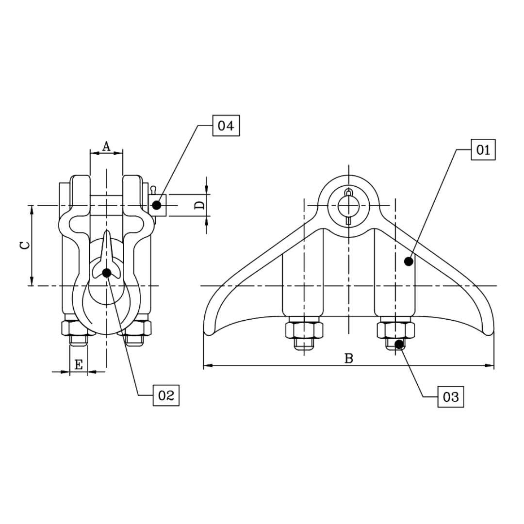 GRAPA DE SUSPENSION PARA CONDUCTOR 16-120MM D1GR1110 ARAGCU MT2