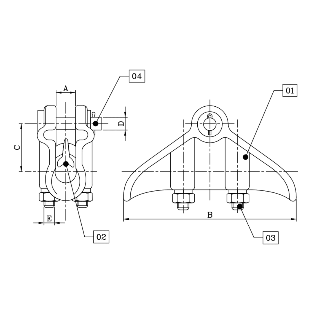 GRAPA DE SUSPENSION PARA CONDUCTOR 95-185MM D1GR1106 ARAGCU MT2