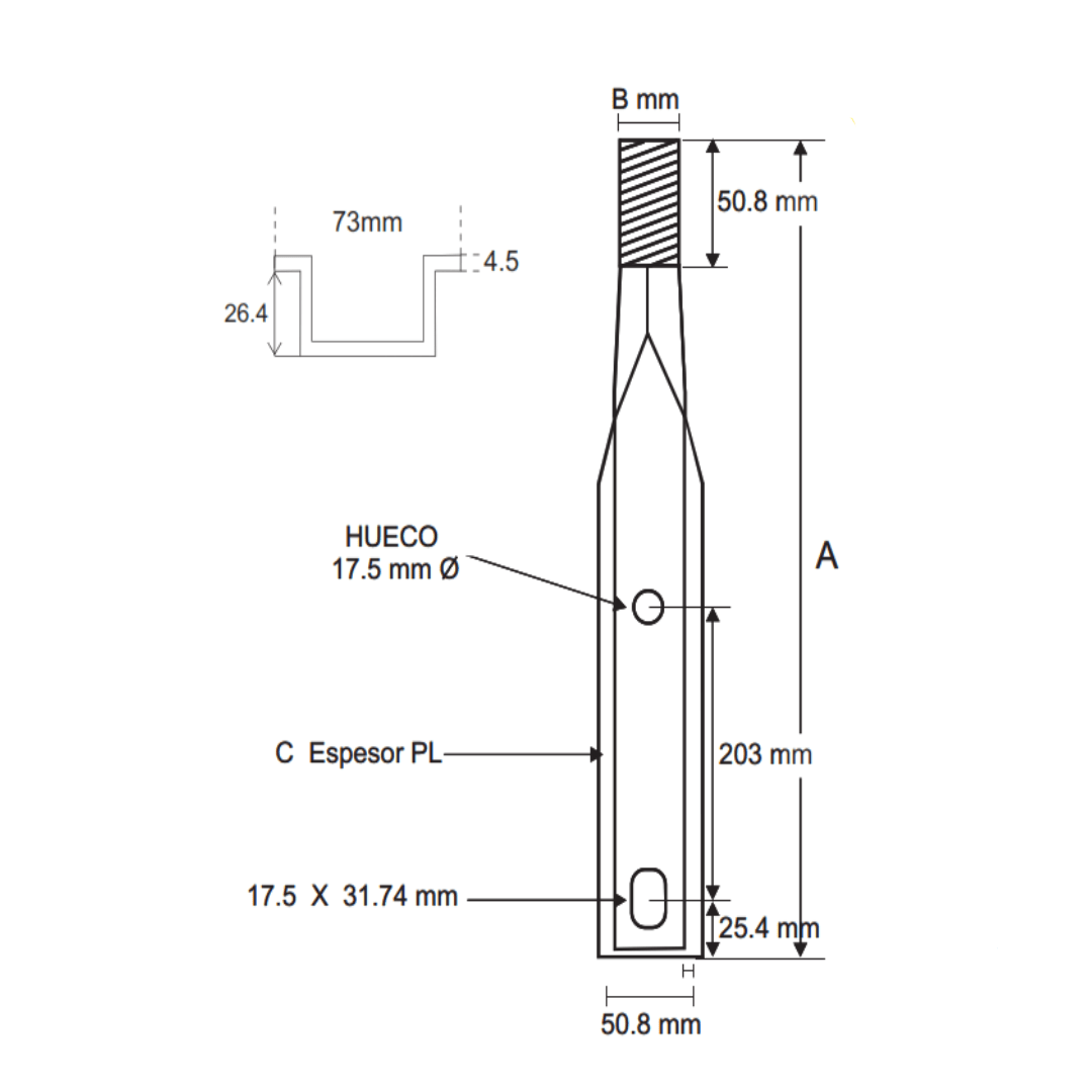 ESPIGA VERTICE PUNTA DE POSTE ANSI-56-3 / 56-4 609X35MM GALV CALIENTE AP5292020 ARAGCU MT3