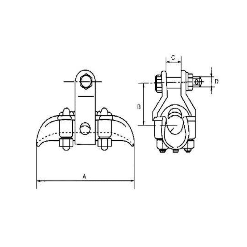 GRAPAS DE SUSPENSION ALUMINIO (TIPO BARQUITO) MODELO XGZ-4 Ø 28.0-32.0MM 50KN ARAGCU HE2