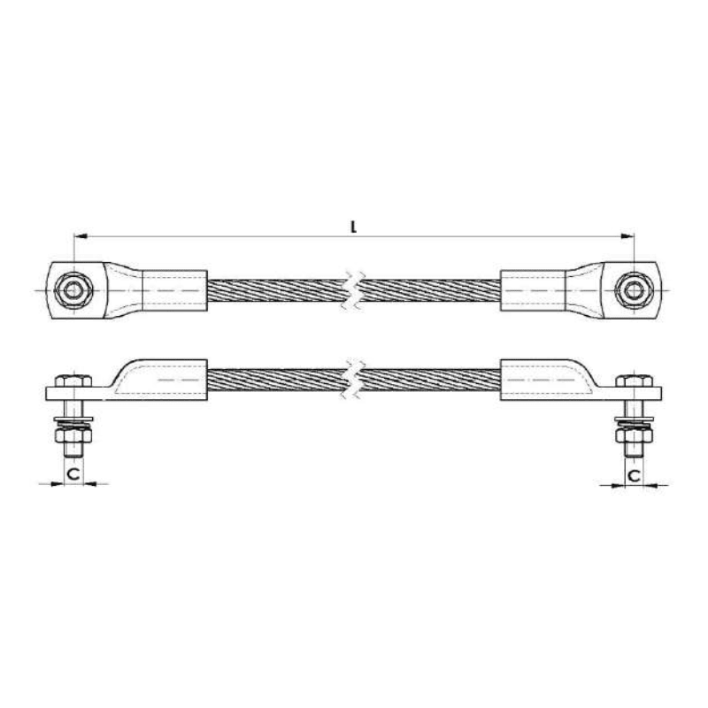 CONECTORES DE TIERRA ALUMINIO DOBLE L:1200MM MODELO CC2TT-120x1200 / M12 / M10 ARAGCU AT2