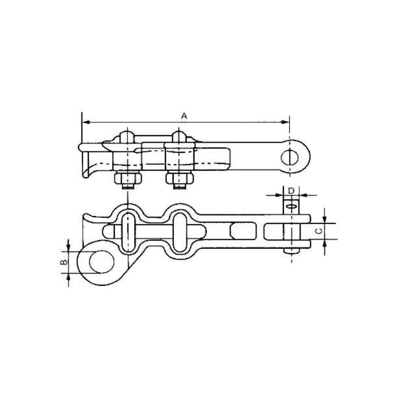 GRAPAS DE ANCLAJE TIPO PISTOLADE 2 PERNOS ALUMINIO (TIPO LINEA RECTA) MODELO NLZ-2T Ø5.8-10.4MM ARAGCU HE2