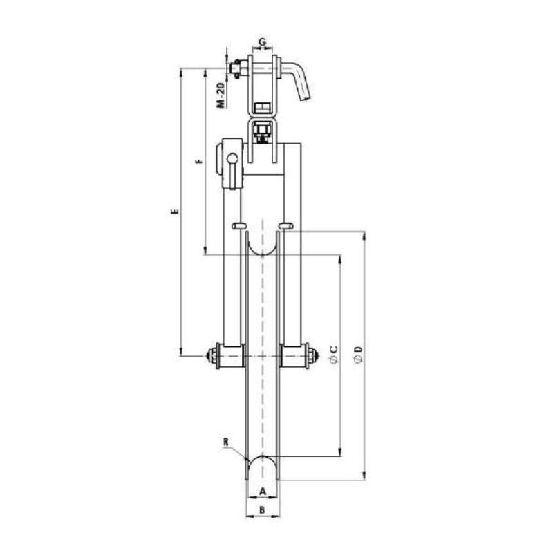 POLEAS PARA TENDIDO DE CUERDA SIMPLE NYLON Ø:98MM MODELO CSP-900 / NY ARAGCU AT2