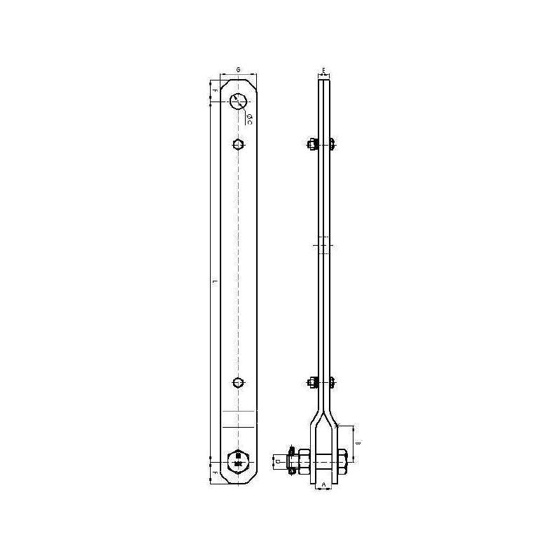 ENLACES DE EXTENSION OJO DE CLEVIS 15KN L:900MM MODELO PF-150/900 ARAGCU AT2