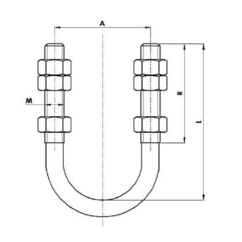 PERNOS EN U Ø:M-14 MODELO E-14X70X400 ARAGCU AT 2